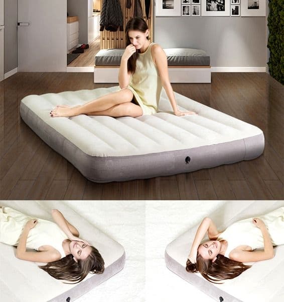 Velour Luftmadrass, 203x152 cm, Queen Size