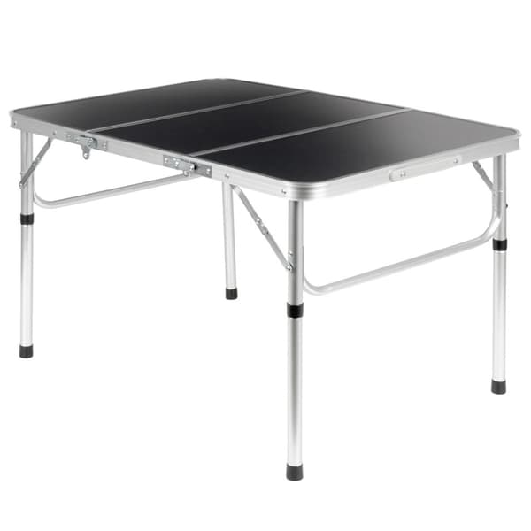 Hopfällbart campingbord, justerbar höjd, metall, 90x60 cm