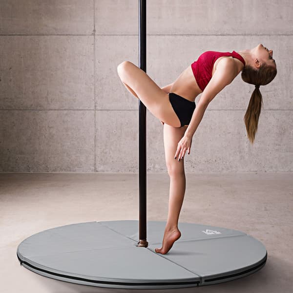 Pole Dance Matta, 5 cm tjock, 150 cm diameter, ljusgrå