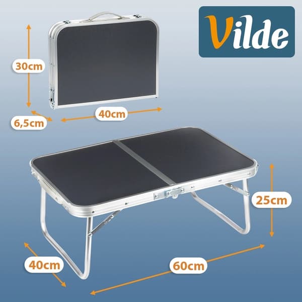 Hopfällbart campingbord, metall, grafit, 60x40x25 cm