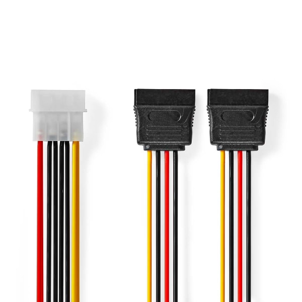 Intern Strömkabel | Molex Hane | 2x SATA 15-Pin Hona | Guldplaterad | 0.15 m | Rund | PVC | Mångfärgad | Låda