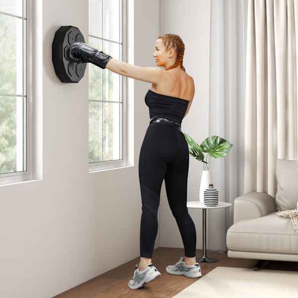 Musikboxningsmaskin, elektronisk Bluetooth-boxningsmaskin med musik, LED, väggmonterad smart boxningsmål för vuxna, hemmaträning