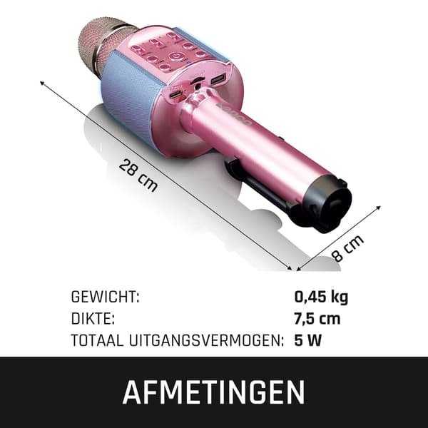 Bluetooth Karaoke Mikrofon med Højttaler og LED-lys