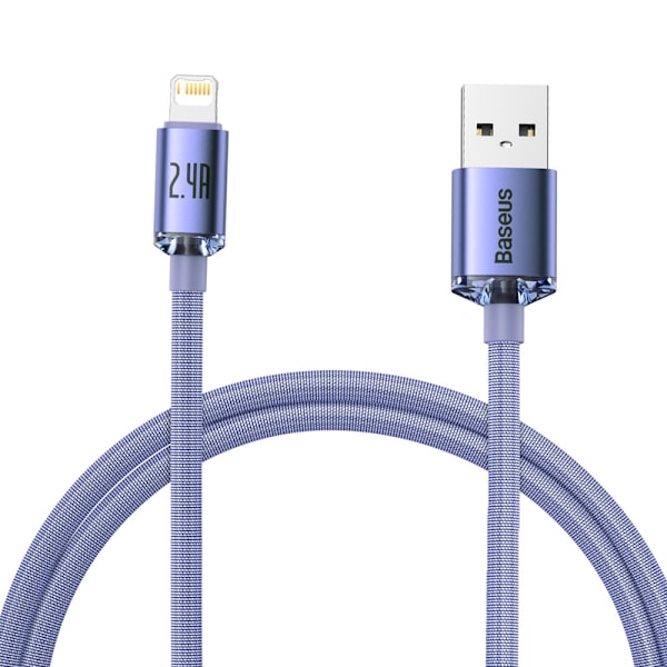 Kabel til hurtig opladning og dataoverførsel USB Iphone Lightning 2,4A 1,2m lilla