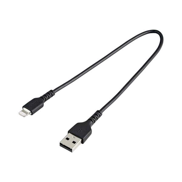 StarTech.com 12 tommer (30 cm) holdbart sort USB-A til Lightning-kabel