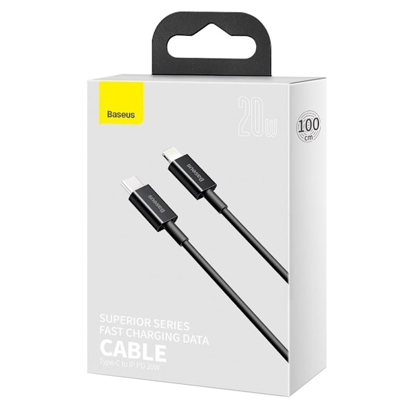 Ylivoimainen USB-C Iphone Lightning -kaapeli nopeaan lataukseen 20 W 1m musta