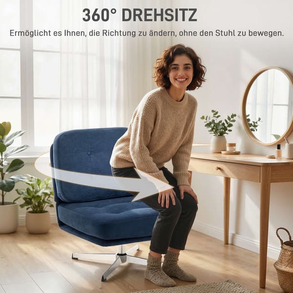 Chenille fåtölj, 360 graders vridbar, 70 cm sittbredd