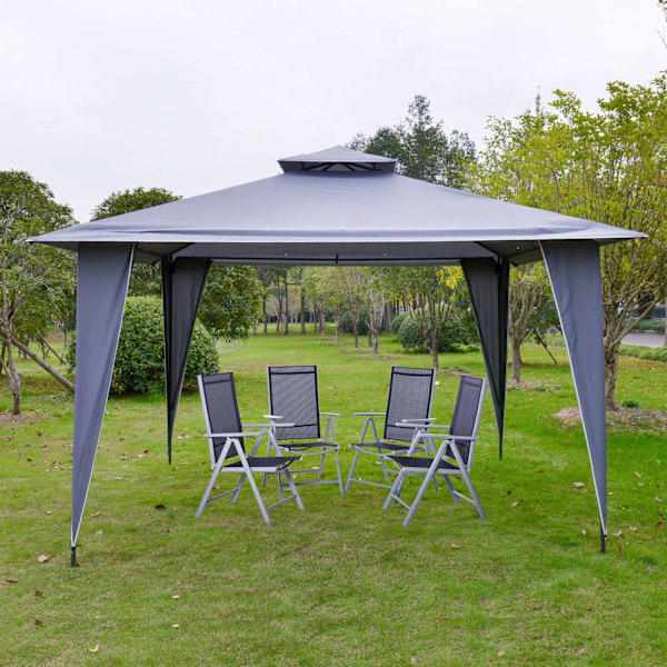Pavilion Party Teltta Double Roof 3.45X3.45X2.68M Metal Polyester Harmaa
