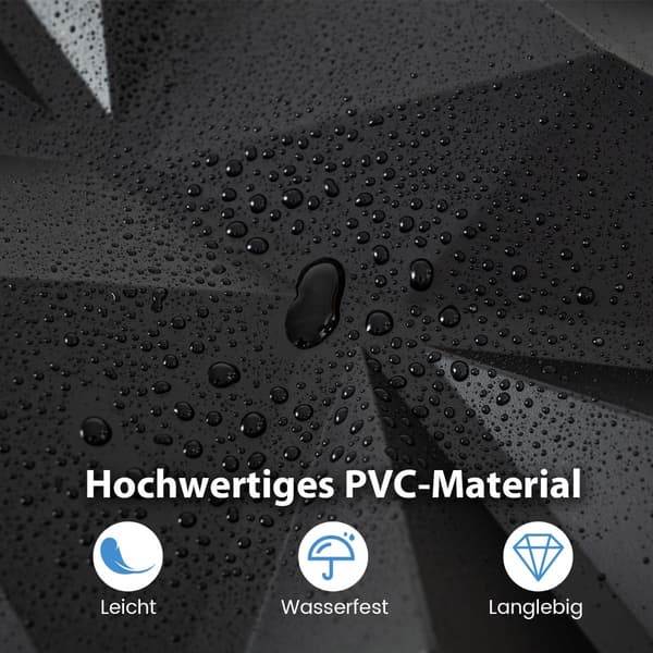 3D-väggpaneler, svart PVC, 50-pack, 30x30 cm, 4,5 m² täckning