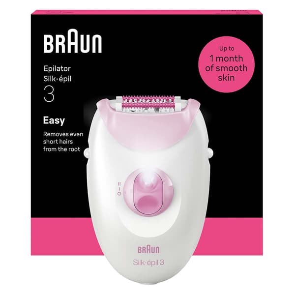 Epilator med ledning til langvarig glat hud, lyserød