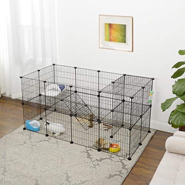 2-kerroksinen musta lemmikkikotelo: turvallinen, hauska DIY-aitasarja