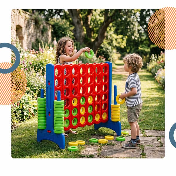 XXL Connect Four-spel – Röd & Blå, Utomhus, Plast