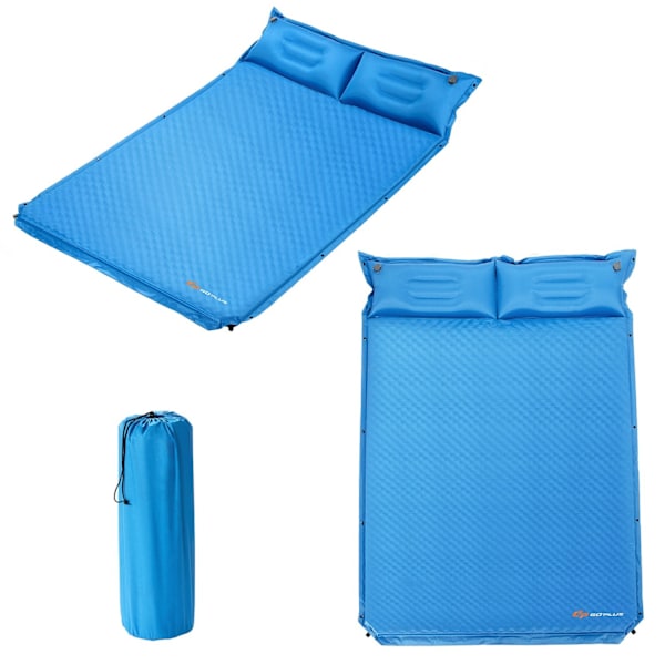 Retkeilymatto tyynyllä 2 hengen itsetäyttyvä retkeilymatto 187x131x4cm sininen