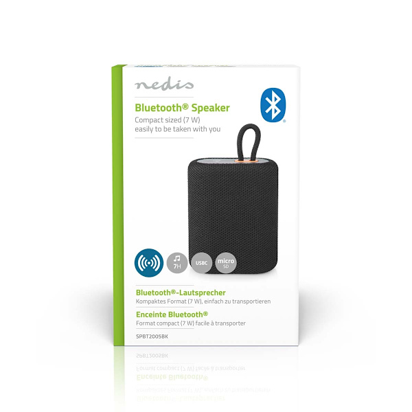 Bluetooth® Högtalare | Maximal batteritid: 7 timmar | Handhållen design | 7 W | Mono | Inbygd mikrofon | Synkroniseringsbar | Svart