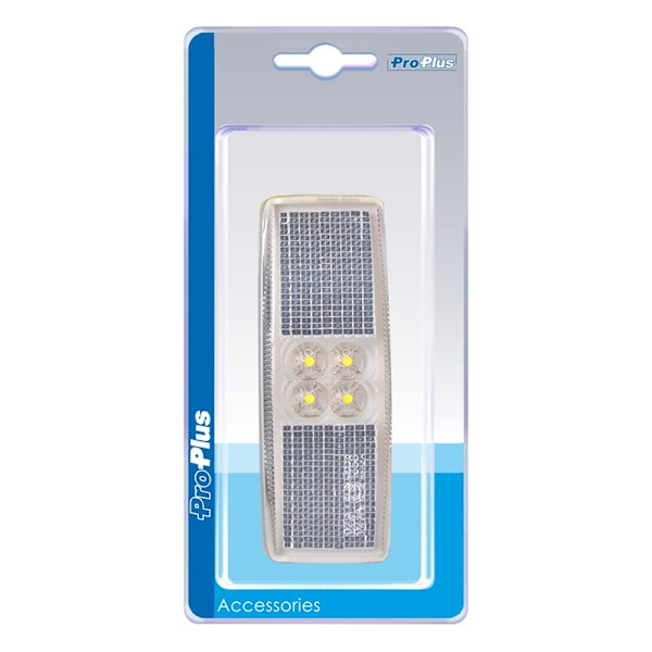 Etuvalaisin 12/24V valkoinen 110x40mm LED läpipainopakkauksessa