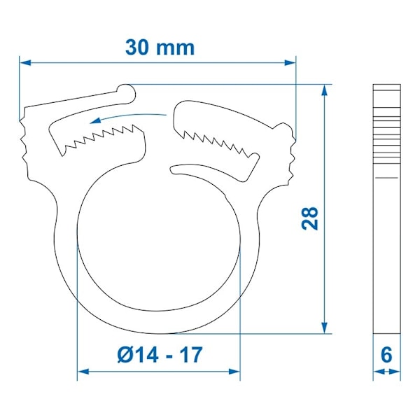 Vandslangeklemme 14-17mm pr stk