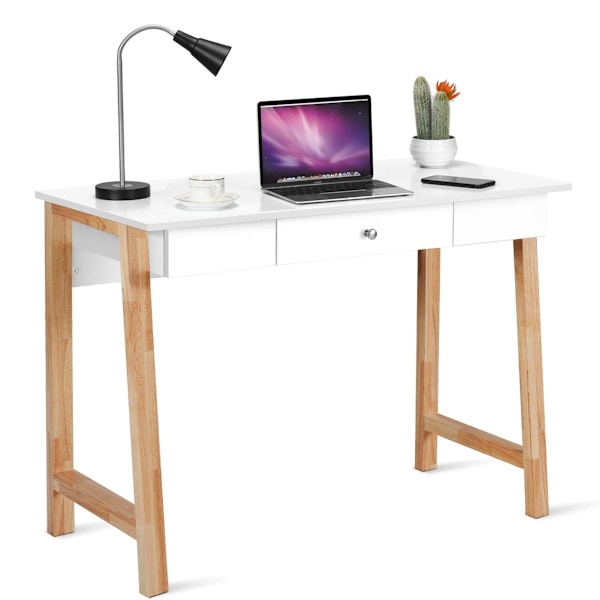Skrivebord med skuffe, computerbord, toiletbord, kontorbord, 106 x 50 x 75,5 cm, natur