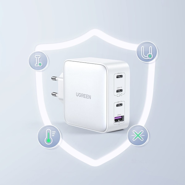 GaN-pikalaturi 3x USB-C USB 100W PPS PD Virtalähde valkoinen