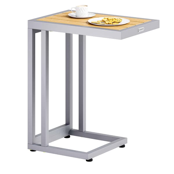 C-formet sidebord, WPC-plade, 66x50x40cm, indendørs/udendørs