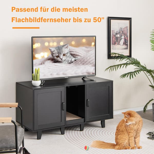 Kattegrusskab med kradsebræt, 2 døre, sort