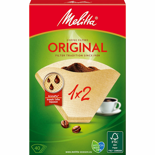 Kaffefilter 1X2 40pack (Bemærk 18 dfp)