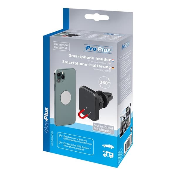 Universal smartphone holder med magnet til ventilationsgitter