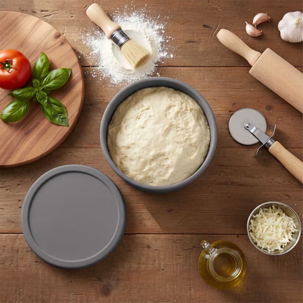 Silikonformade pizzadegslådor med lock, 4-pack