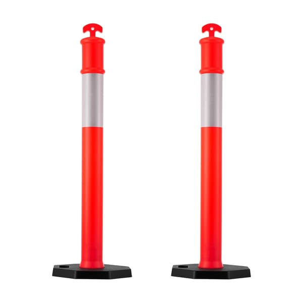 Trafikavgränsningsstolpar 2-pack, 1140 mm, reflekterande, viktad bas