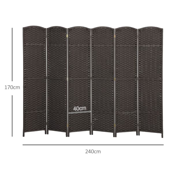 6-panels fällbar rumsavdelare, brun, polypropen