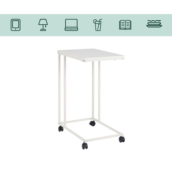C-format sidobord med hjul – träeffektskiva