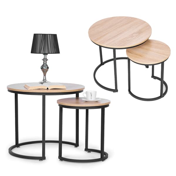 2 sohvapöydän setti, pyöreä Loft-design