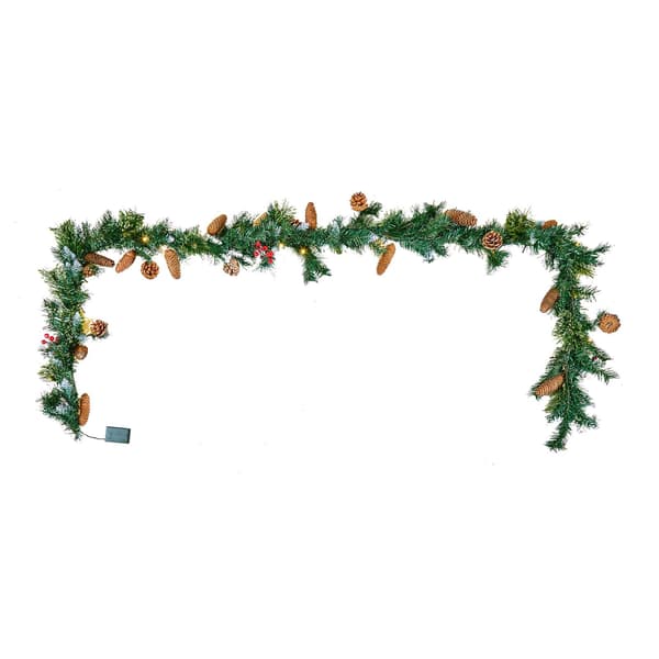 Jouluköynnös 9 jalkaa 50 LED-valolla, käpyjä