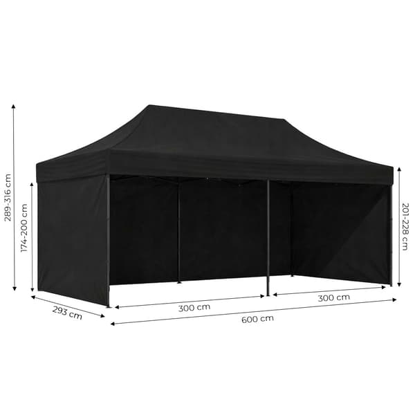 Automatisk 3x6m havepavillontelt til events, sort