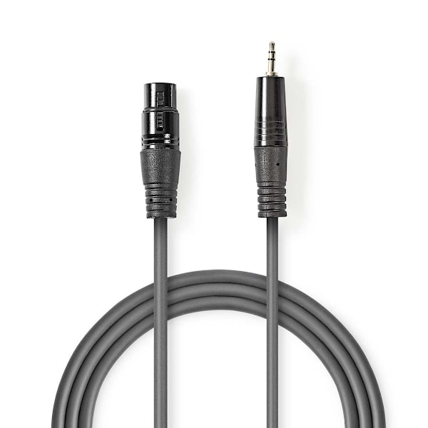 Balansoitu Audiojohto | XLR 3-Pin uros | 3.5 mm uros | Niklattu | 1.50 m | Pyöreä | PVC | Tummanharmaa | Pahvikotelo