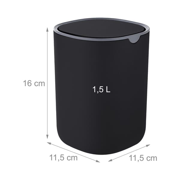 Mini bordspand med svinglåg, 1,5 l – sort
