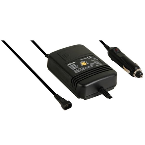 Växlingsläge biladapter 2000Ma reglerad / 1,5-12V / 12-24Vdc In Svart