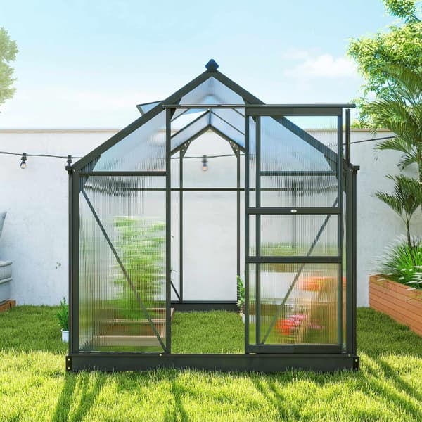 Växthus 3,65 m², aluminiumram, UV-resistenta paneler