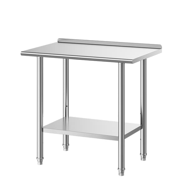 Arbejdsbord i rustfrit stål 91x61 cm, bagplade, underhylde