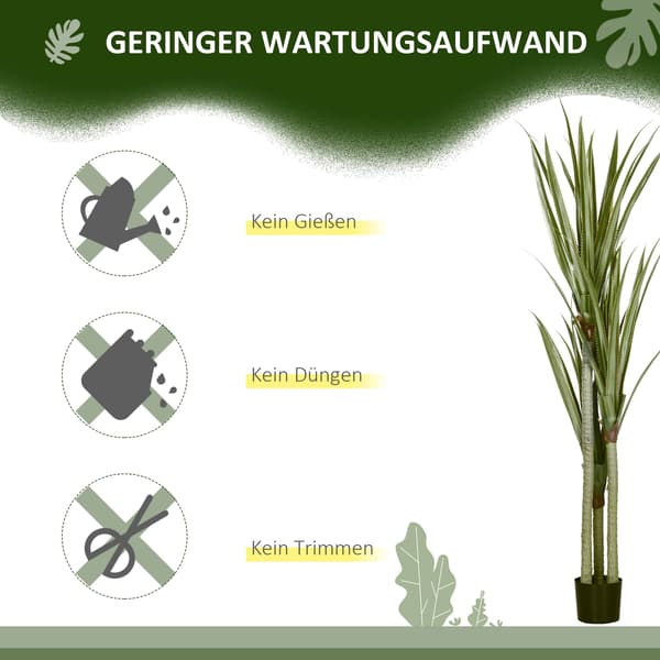 Konstgjord Yucca-växt, 190 cm, inomhus/utomhus, lättskött
