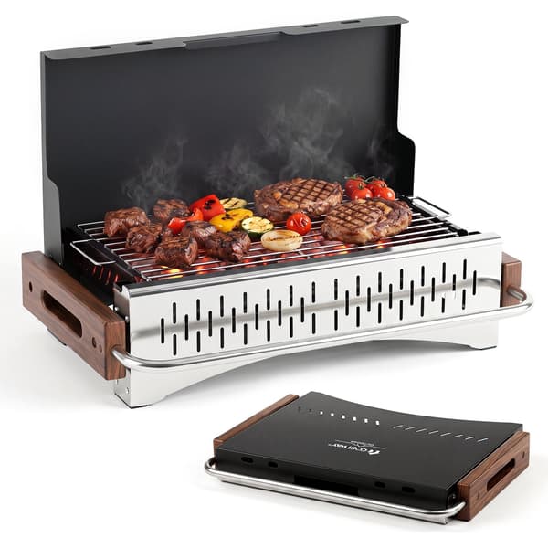 Sammenklappelig kulgrill, 2 højder, 4-sidet ventilation, sort