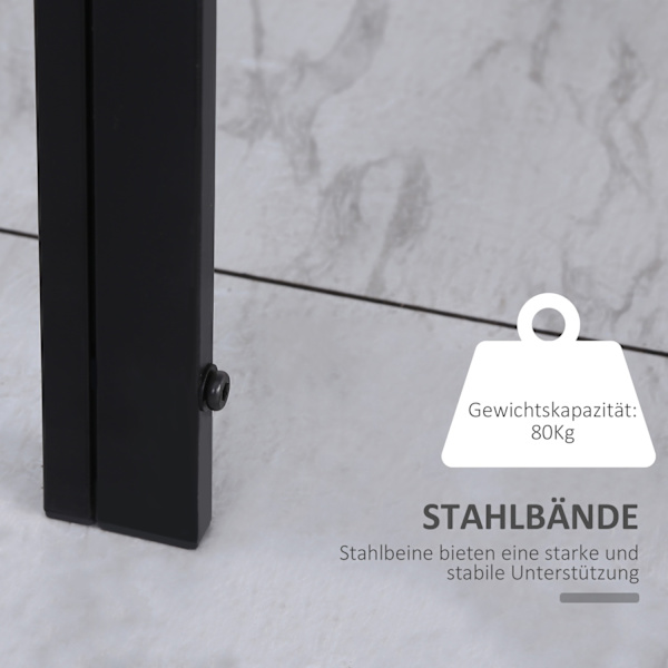Led Spisebord Køkkenbord Til 4 Personer Hærdet Glas Metal Sort 120X60X75Cm