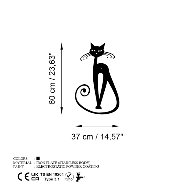 Koristeellinen metalliseinätarvike Cat 6