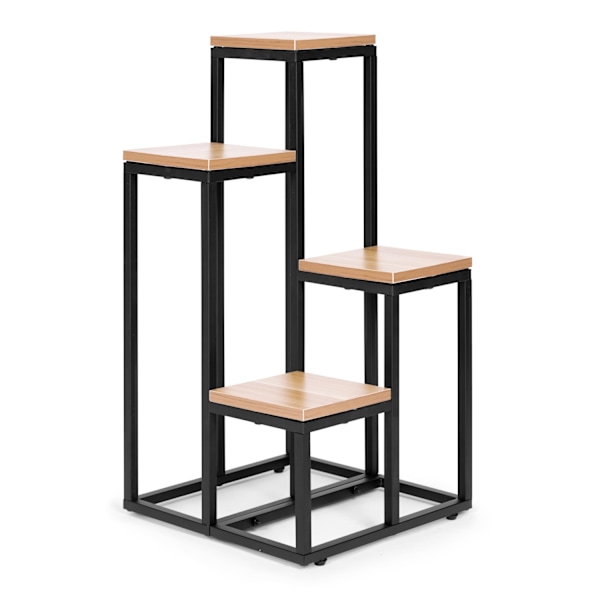 Kukkateline, kukkahylly, koristeet, 4 hyllyä, metalli MDF, vaalea pähkinä ModernHome