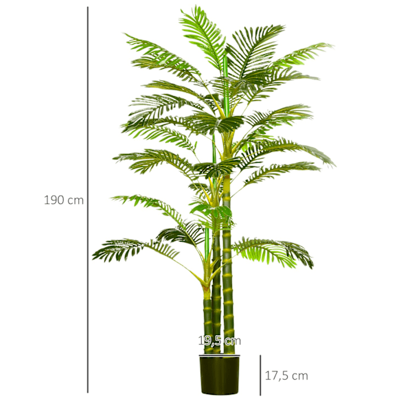Kunstig Palme 190 cm Kunstig Plante, Kunstige Plastplanter i Pot Kunstig Palme, Falsk Plante til Stue Soveværelse Kontorhave Moderne Dekoration Gave