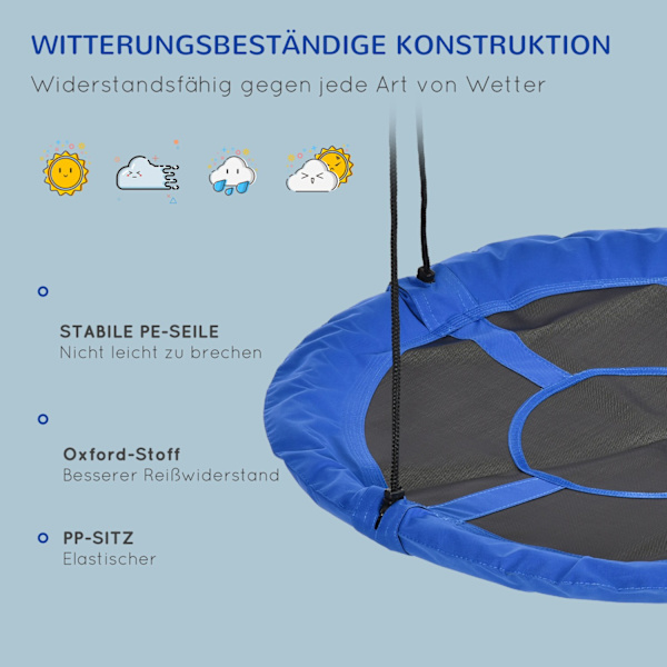 Aurinkoinen Pesäkeinu Ø110Cm 150Kg Säädettävä Sininen 3-12V