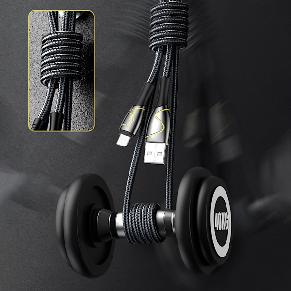 Mermaid series iPhone USB - Lightning kabel 2.4A 2m svart
