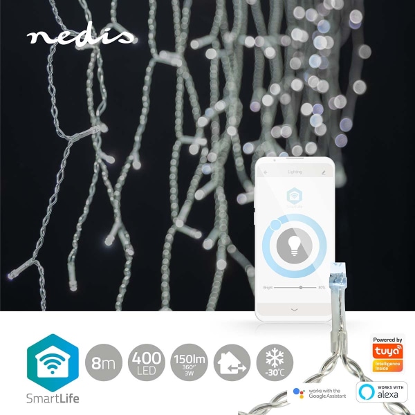 SmartLife Julbelysning | Istapp | Wi-Fi | Kall Vit | 400 LED's | 8.00 m | Android™ / IOS