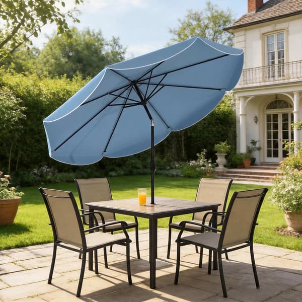 Terrasseparasol, 265 cm, justerbar vippefunktion, blå