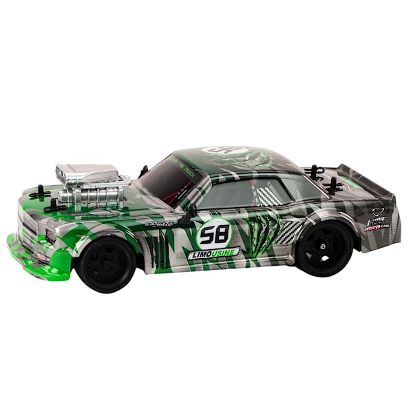 1:16 Grøn RC Drift Car med gummihjul & 2,4G kontrol