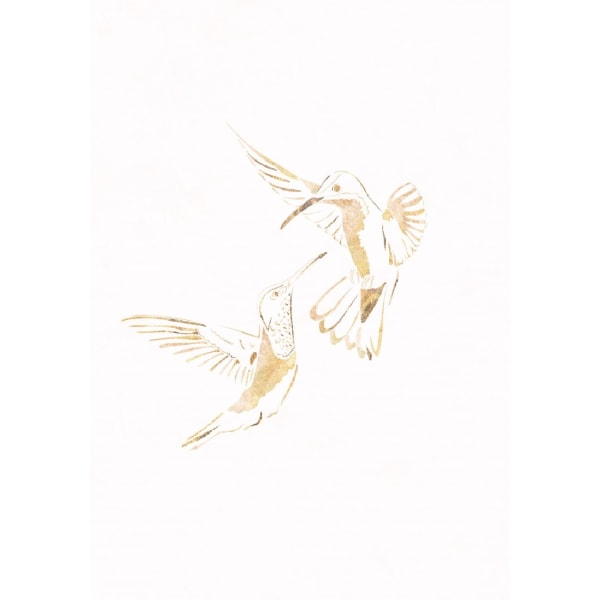 Gold Hummingbird Line Art Silhouettes 4 - 70x100 cm